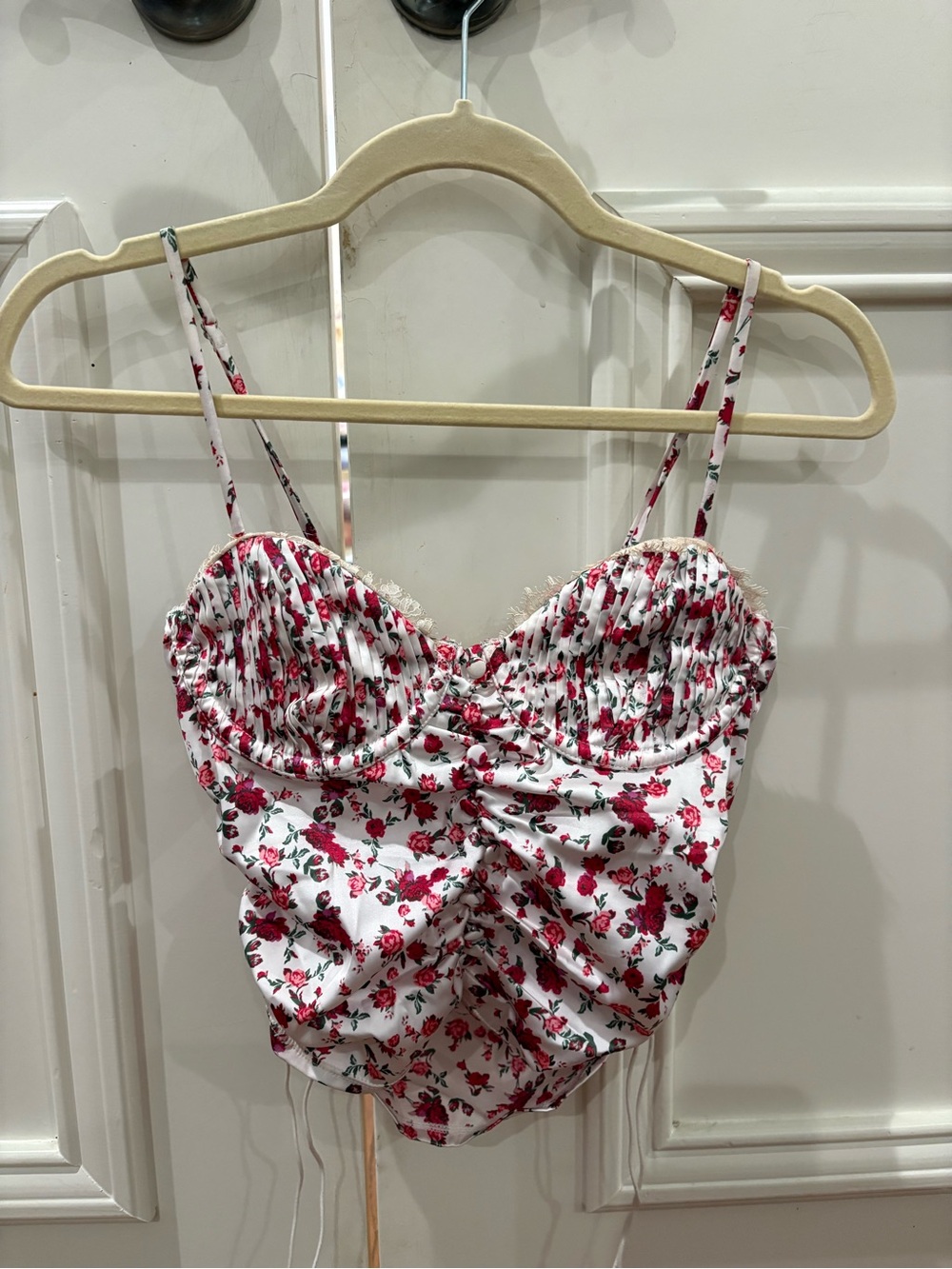For Love & Lemons White Cami with Red Floral Print